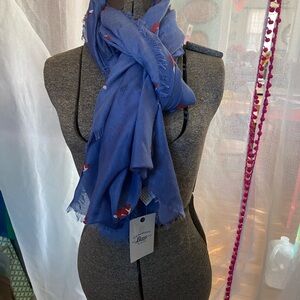 NWT vintage fox print large wrap Scarf with fringe by G. H. Bass Maine 68"x35"